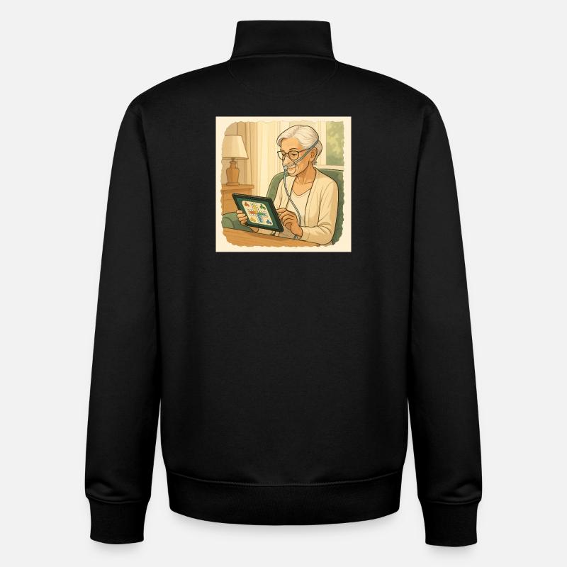 Oma Karin  - Unisex Organic Zip Sweatshirt von Stanley/Stella - Schwarz