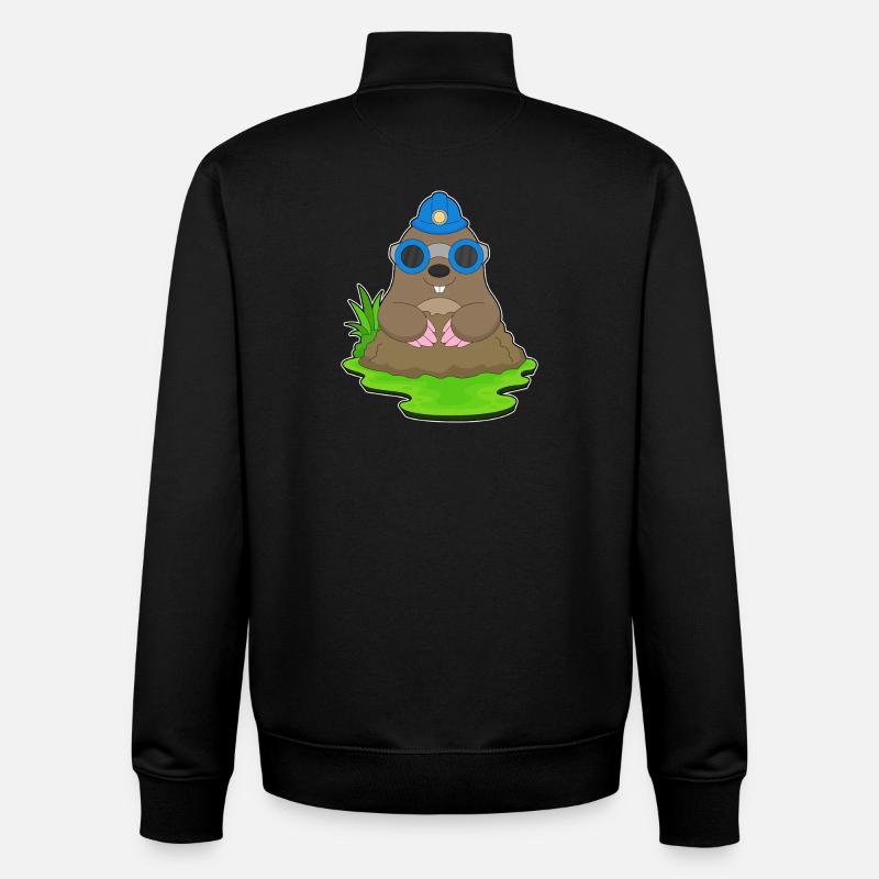 Mole Miner Mining Helmet Mining - Unisex Organic Zip Sweatshirt by Stanley/Stella - black