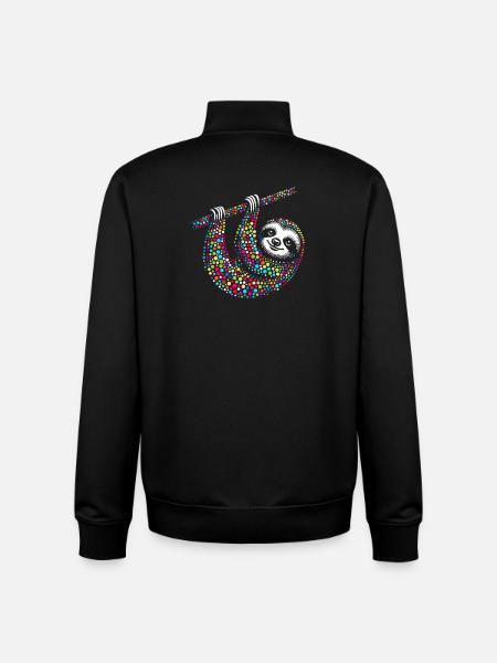 Spotty Rainbow Dotted Sloth Mosaic - Unisex Organic Zip Sweatshirt by Stanley/Stella - black