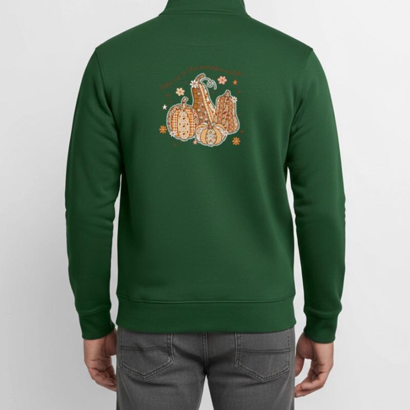 Patchwork Pumpkin Patch Unisex Organic Zip Sweatshirt by Stanley/Stella