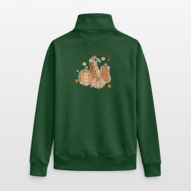 Patchwork Pumpkin Patch Unisex Organic Zip Sweatshirt by Stanley/Stella