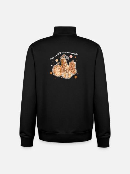 Patchwork Pumpkins Autumn Motif - Unisex Organic Zip Sweatshirt by Stanley/Stella - black