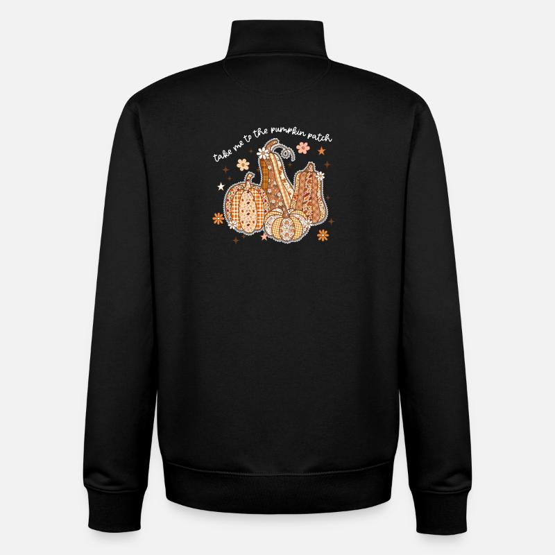 Patchwork Pumpkins Autumn Motif - Unisex Organic Zip Sweatshirt by Stanley/Stella - black