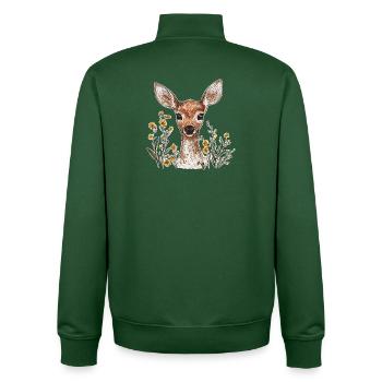 roe deer - Unisex Organic Zip Sweatshirt by Stanley/Stella - bottle green - Back - AI Model Male 185 dark (185cm)