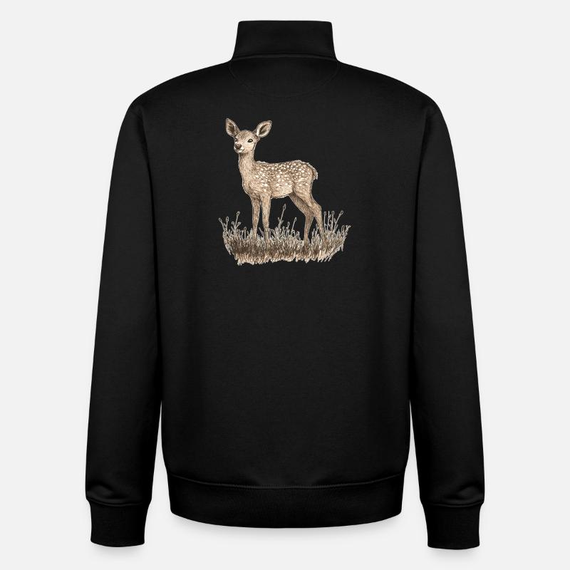 roe deer - Unisex Organic Zip Sweatshirt by Stanley/Stella - black