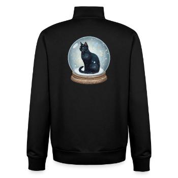 Cosmic Cat in Snow Globe Schneekugel Katze - Unisex Organic Zip Sweatshirt von Stanley/Stella - Schwarz - Hinten - AI Model Male 185 light (185cm)