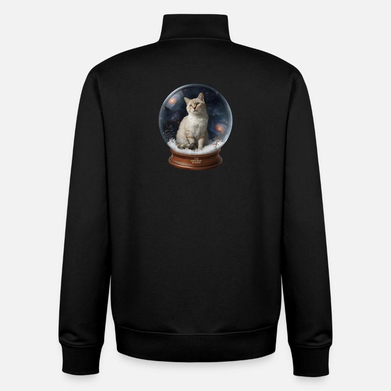 Cosmic Cat in Snow Globe - Unisex Organic Zip Sweatshirt by Stanley/Stella - black