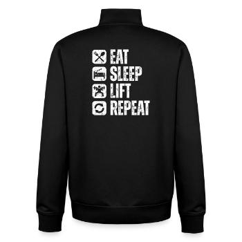 Eat Sleep Lift Repeat Shirt - Unisex Organic Zip Sweatshirt by Stanley/Stella - black - Back - AI Model Male 185 light (185cm)