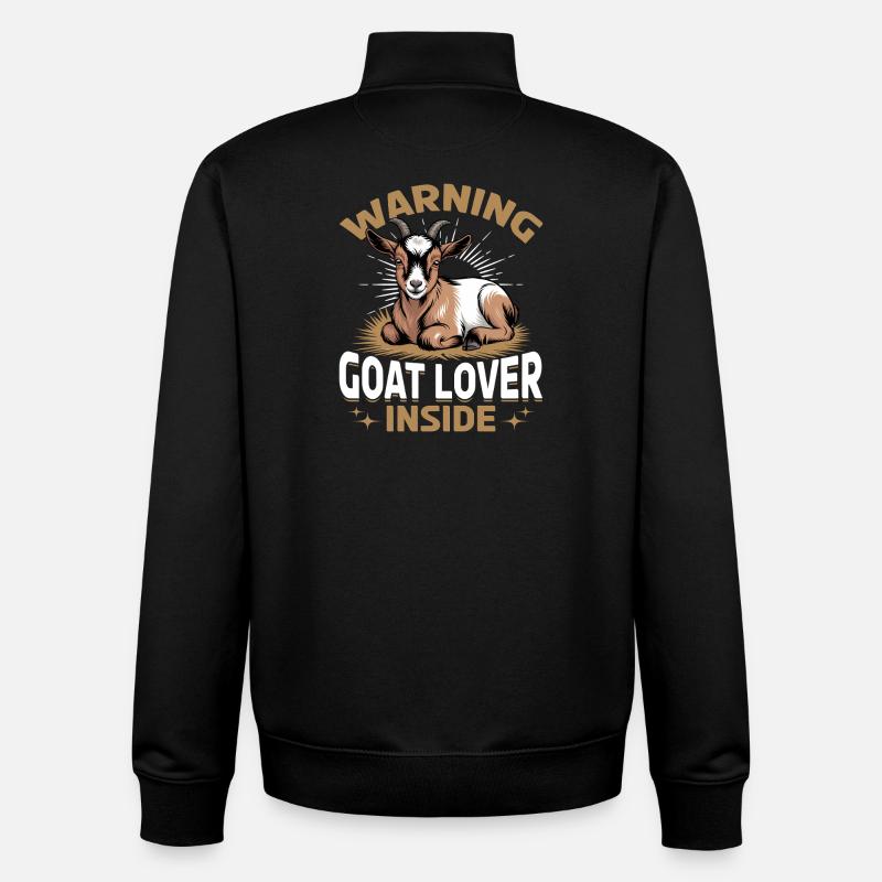 Drôle d’animal de la ferme chèvre - Sweat zippé unisexe en coton bio Stanley/Stella - noir