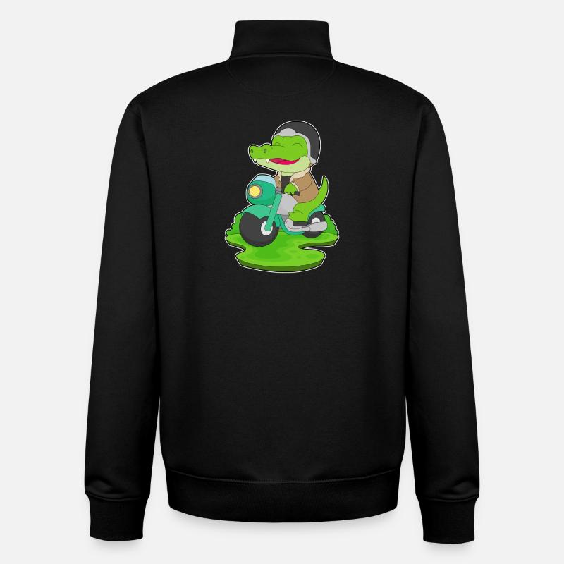 Crocodile Scooter - Sweat zippé unisexe en coton bio Stanley/Stella - noir