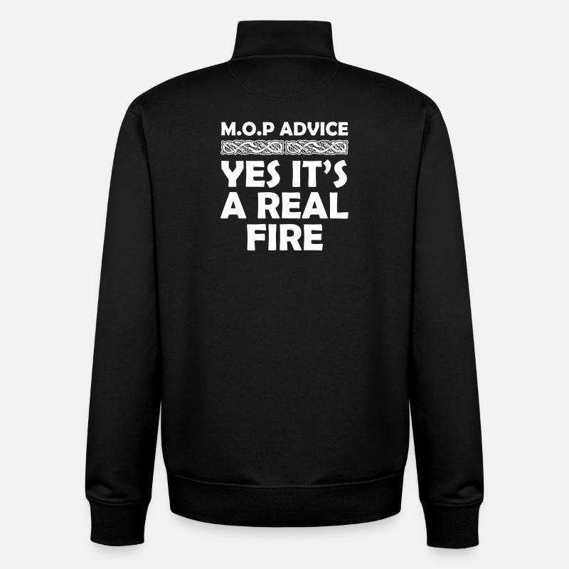 MOP - Feu réel - Sweat zippé unisexe en coton bio Stanley/Stella - noir