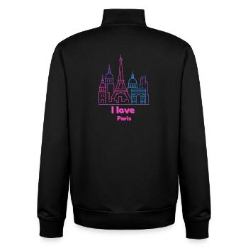 Paris Neon Skyline Silhouette Hauptstadt  - Unisex Organic Zip Sweatshirt von Stanley/Stella - Schwarz - Hinten - AI Model Male 185 light (185cm)