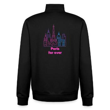 Néon Horizon Paris Silhouette Ville Ville - Sweat zippé unisexe en coton bio Stanley/Stella - noir - Dos - AI Model Male 185 light (185cm)