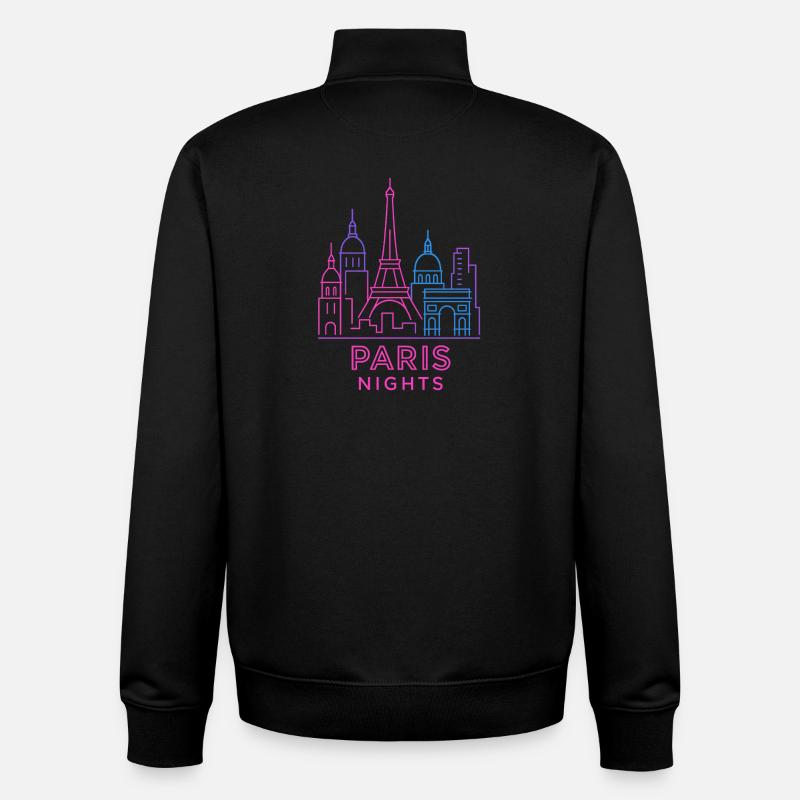 Neon Paris Nächte Skyline Silhouette  - Unisex Organic Zip Sweatshirt von Stanley/Stella - Schwarz