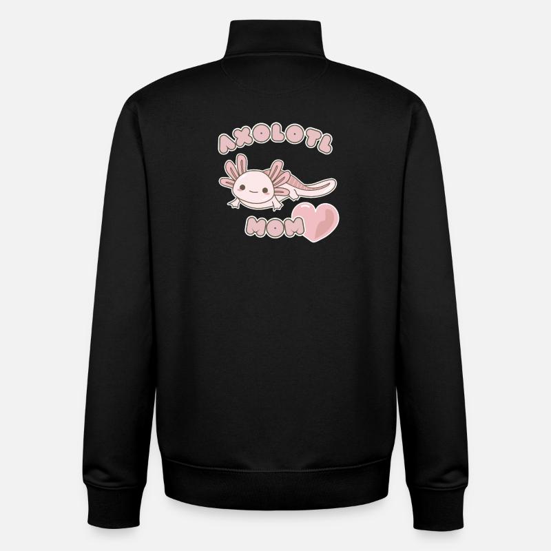 Maman axolotl - Sweat zippé unisexe en coton bio Stanley/Stella - noir