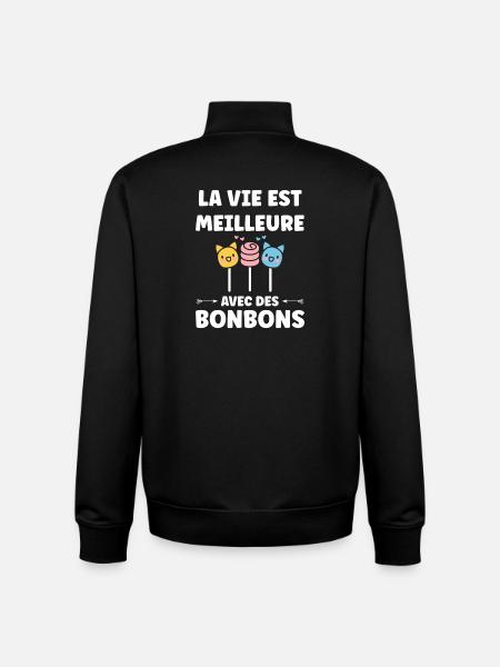 Life is better with candy - Unisex Organic Zip Sweatshirt by Stanley/Stella - black
