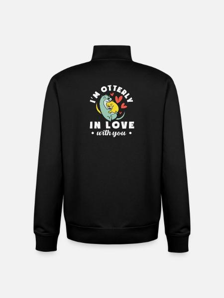Seeotter Cartoon Verliebt - Unisex Organic Zip Sweatshirt von Stanley/Stella - Schwarz