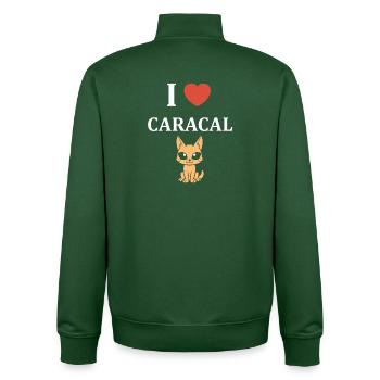 Cute Caracal Heart Drawing - Unisex Organic Zip Sweatshirt by Stanley/Stella - bottle green - Back - AI Model Male 185 dark (185cm)