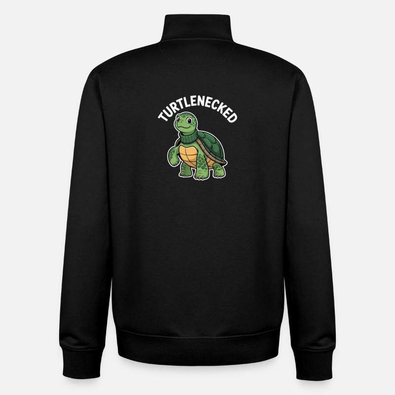 Turtlenecked funny turtle in turtleneck - Unisex Organic Zip Sweatshirt by Stanley/Stella - black