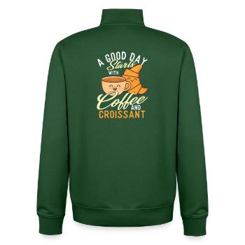 Une bonne journée commence avec un café et un croissant - Sweat zippé unisexe en coton bio Stanley/Stella - vert bouteille - Dos - AI Model Male 185 dark (185cm)