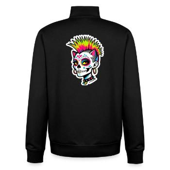 Crâne Néon Punk - Sweat zippé unisexe en coton bio Stanley/Stella - noir - Dos - AI Model Male 185 light (185cm)