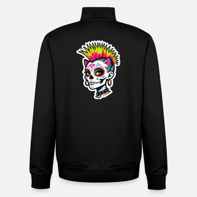 Punk Neon Totenschädel - Unisex Organic Zip Sweatshirt von Stanley/Stella - Schwarz