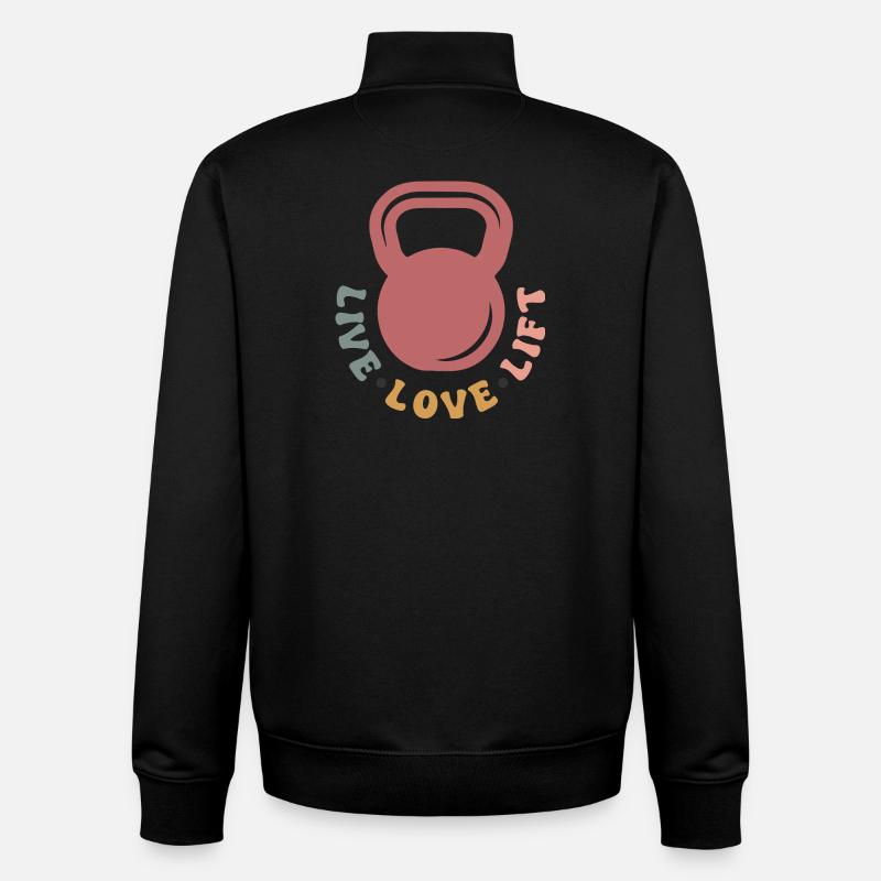 Kettlebell Un amour - Sweat zippé unisexe en coton bio Stanley/Stella - noir