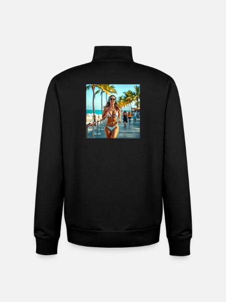 Sunny Beach Fitness Run - Unisex Organic Zip Sweatshirt by Stanley/Stella - black