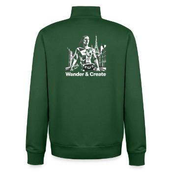 Voyage Art Design Carte du monde Paris Wanderlust - Sweat zippé unisexe en coton bio Stanley/Stella - vert bouteille - Dos - AI Model Male 185 dark (185cm)