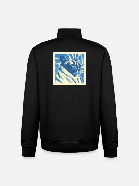 Cool Retro Cat Design - Unisex Organic Zip Sweatshirt by Stanley/Stella - black