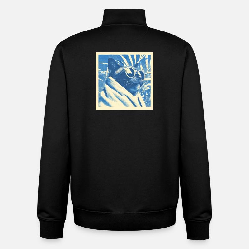 Cool Retro Cat Design - Unisex Organic Zip Sweatshirt von Stanley/Stella - Schwarz