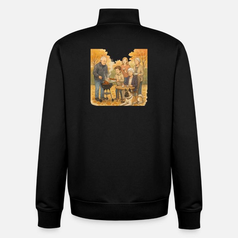 Barbecue en automne - Sweat zippé unisexe en coton bio Stanley/Stella - noir