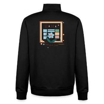 Mom Flower Greeting - Unisex Organic Zip Sweatshirt by Stanley/Stella - black - Back - AI Model Male 185 light (185cm)