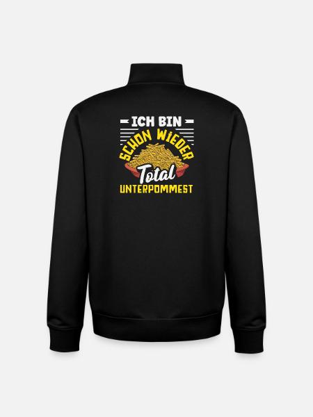 Totally underpommest again – French fries joke - Unisex Organic Zip Sweatshirt by Stanley/Stella - black