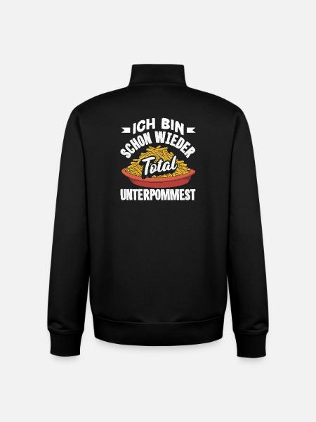 Totally underpommest again – French fries joke - Unisex Organic Zip Sweatshirt by Stanley/Stella - black