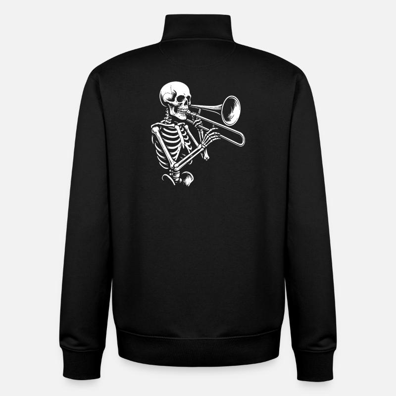 Skelett Trompete Jazz Silhouette - Unisex Organic Zip Sweatshirt von Stanley/Stella - Schwarz