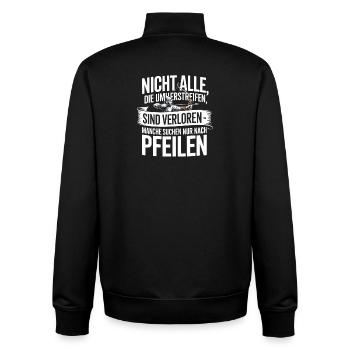 Conception de tir à l’arc pour les archers et les parcours - Sweat zippé unisexe en coton bio Stanley/Stella - noir - Dos - AI Model Male 185 light (185cm)