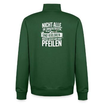 Archery design for archers and courses - Unisex Organic Zip Sweatshirt by Stanley/Stella - bottle green - Back - AI Model Male 185 dark (185cm)