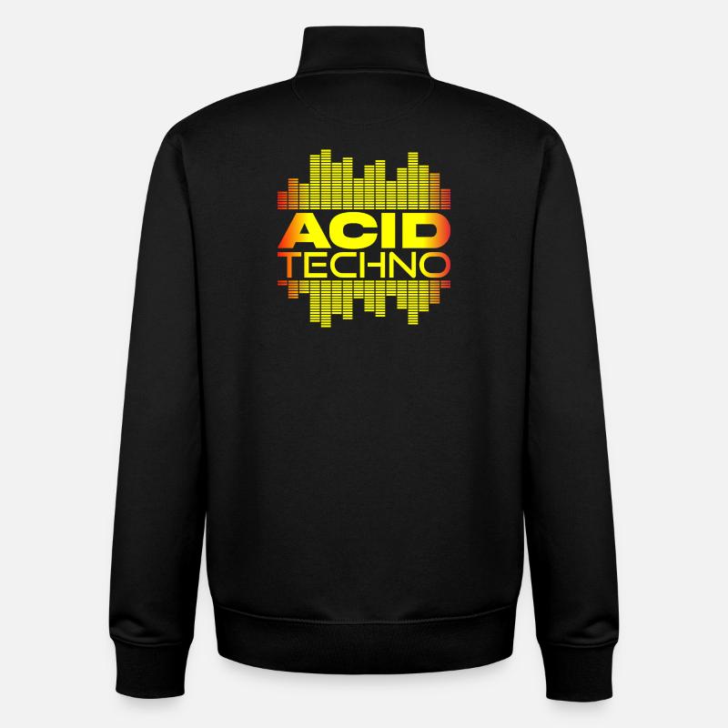 Acid Techno Pulse - Sweat zippé unisexe en coton bio Stanley/Stella - noir