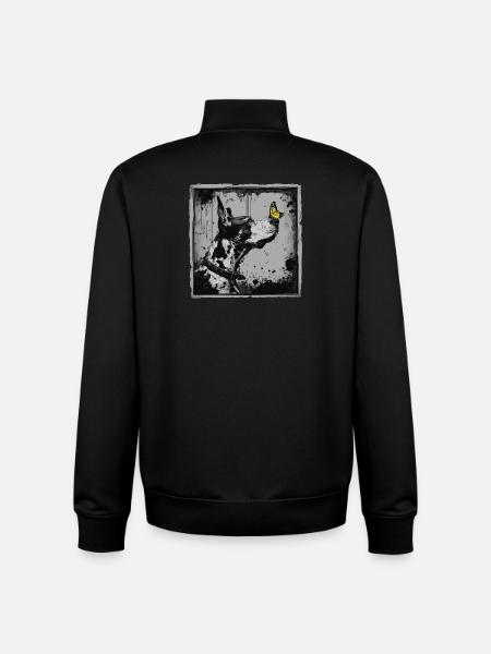 Funny Great Dane and Butterfly - Unisex Organic Zip Sweatshirt by Stanley/Stella - black