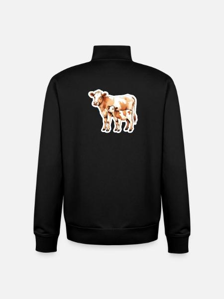 Kuhliebe – Mutter und Kalb - Unisex Organic Zip Sweatshirt von Stanley/Stella - Schwarz