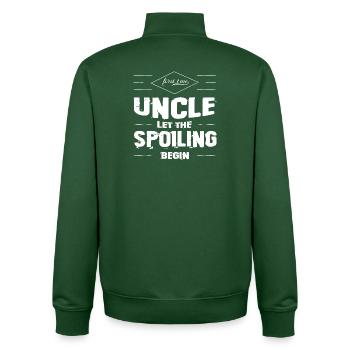 Oncle Cadeau Première fois Oncle - Sweat zippé unisexe en coton bio Stanley/Stella - vert bouteille - Dos - AI Model Male 185 dark (185cm)