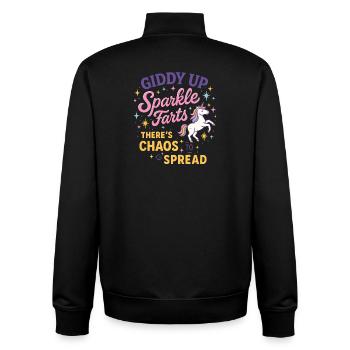Schwindlig Glitzerndes Fürzchaos breitet sich aus - Unisex Organic Zip Sweatshirt von Stanley/Stella - Schwarz - Hinten - AI Model Male 185 light (185cm)