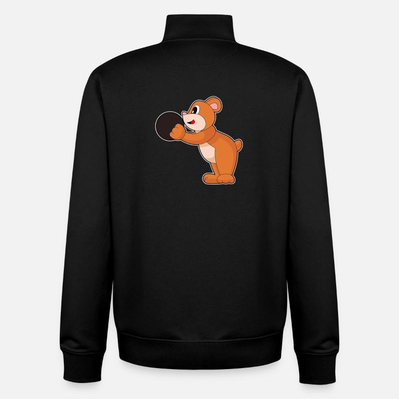 Bear Bowling Bowling Ball - Unisex Organic Zip Sweatshirt by Stanley/Stella - black