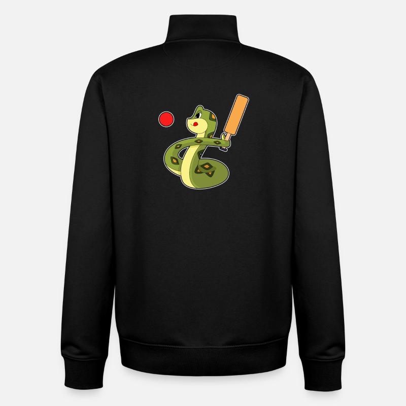 Serpent Cricket Batte de cricket - Sweat zippé unisexe en coton bio Stanley/Stella - noir