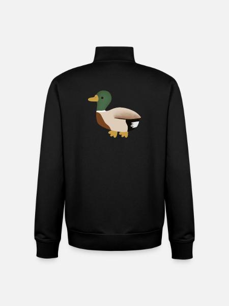 Mallard Duck Minimal Illustration - Unisex Organic Zip Sweatshirt by Stanley/Stella - black