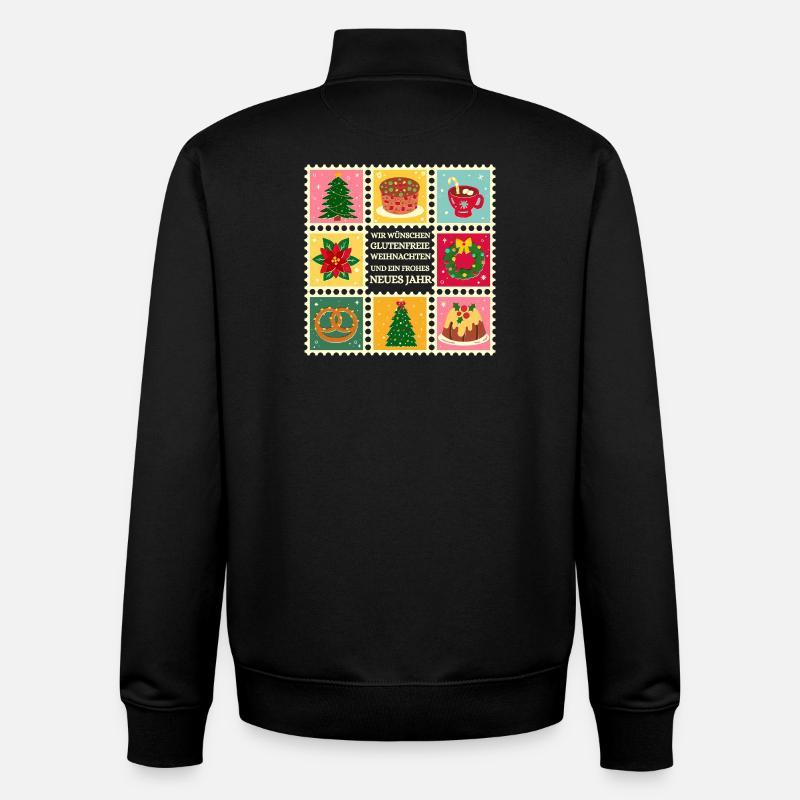 Motifs de Noël sans gluten - Sweat zippé unisexe en coton bio Stanley/Stella - noir