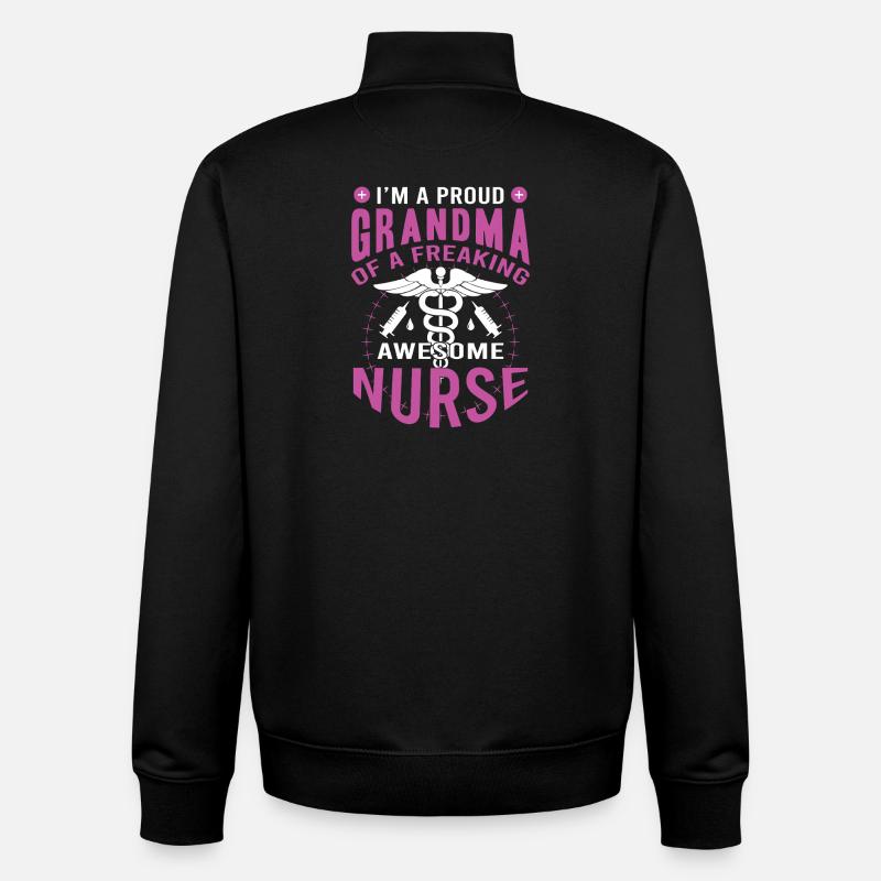Fière mamie infirmière - Sweat zippé unisexe en coton bio Stanley/Stella - noir