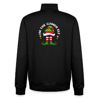 Gamer Gaming Gamer Elf Elf Cadeau de Noël - Sweat zippé unisexe en coton bio Stanley/Stella - noir - Dos - AI Model Male 185 light (185cm)