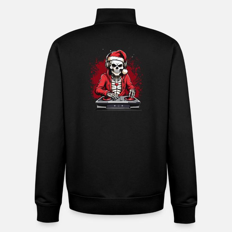 X-mas Skull Dj - Unisex Organic Zip Sweatshirt by Stanley/Stella - black